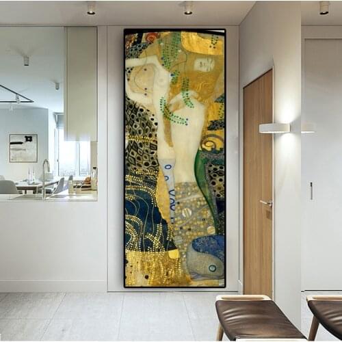 Modern Classic Artist Gustav Klimt Golden Kiss Abstract Oil Painting Canvas Prints Posters Wall Art icture for Bedroom Cuadros