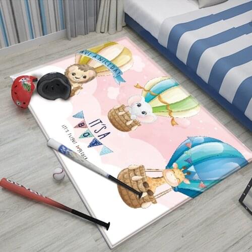Top Brand Interest Cute Animal Pattern Children Flannel Carpet Baby Hand Print Rug Children Rectangular Baby Mat Carpet Play