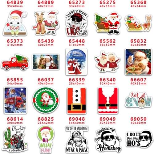 DIY Craft Supplies Sewing Accessories Cartoon Christmas Santa Claus Printed Planar Resins Mold 30 Pieces. PR-64839