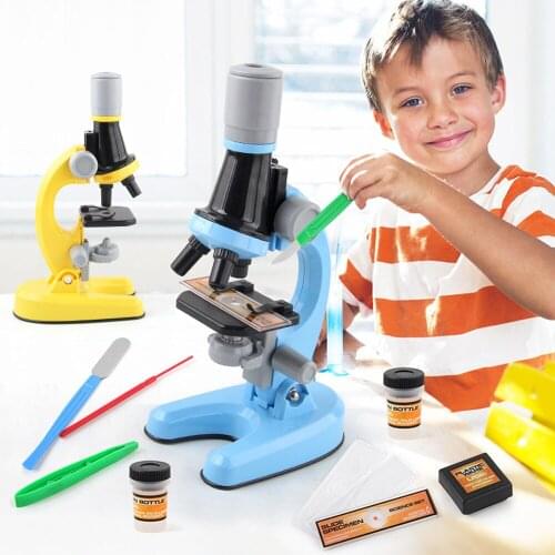 Upgraded Childrens Microscope Toys Science Experiment Suit Primary School Students Magnifier Toys 1200X Teaching Material Set