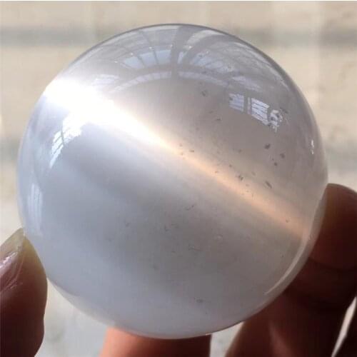 50-60mm Natural Selenite Quartz Crystal Sphere Transparent Gypsum Ball Healing Energy Massager Feng Shui Decoration