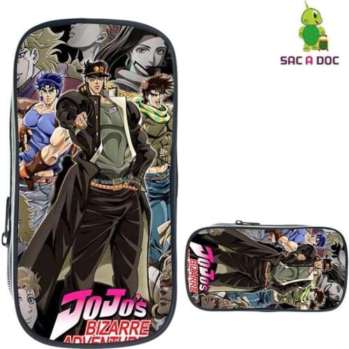 Japan Anime Cosmetic Case Jojos Bizarre Adventure Jojo Pencil Case 3D Printed School Supplies Teens Penbag Women Cosmetic Bags