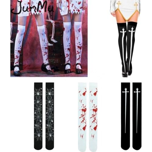 Halloween Women Stocking Skeleton Socks thigh High Gothic Cosplay Lolita Bloody Carnival Halloween Party Supplies 2021
