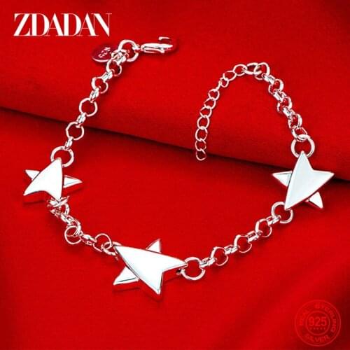 ZDADAN 925 Sterling Silver Fashion Romantic Sweet Five Pointed Star Bracelet For Women Wedding Party Fine Jewelry