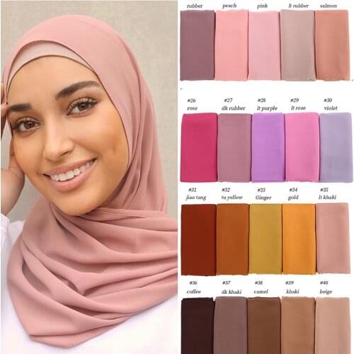 10 pcs/lot Wholesale Hijab Premium Heavy Chiffon Hijab Scarf Malaysian Womens Plain Wrap Solid Color Shawls Female Foulard