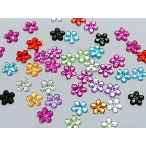 1000pcs 6mm DIY Craft Decorative Accessories Flower Rhinestone Mixed Color Acrylic Flatback