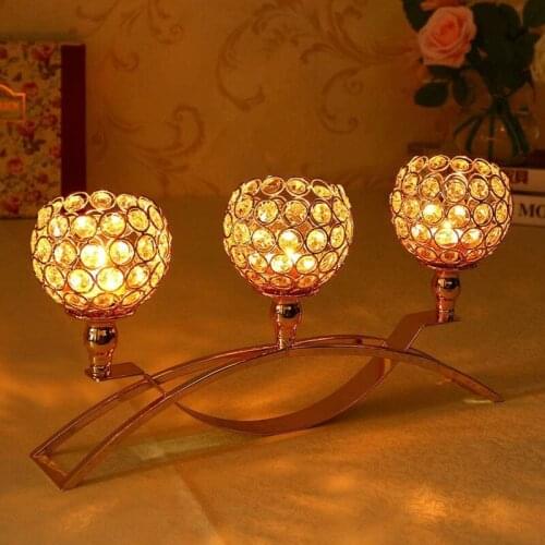 3 Arms Crystal Candlestick Holders,Table Candelabras,Buffet Cabinet Candelabra Ornaments Table Centerpieces for Wedding