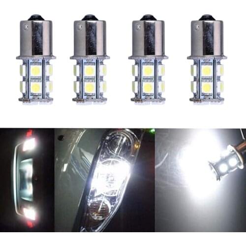4pcs 1156 BA15S 13 SMD White LED Bulb Lamp P21W R5W R10W Led Car Bulbs Turn Signal Reverse Lights Car Light Tail parking 12V Red