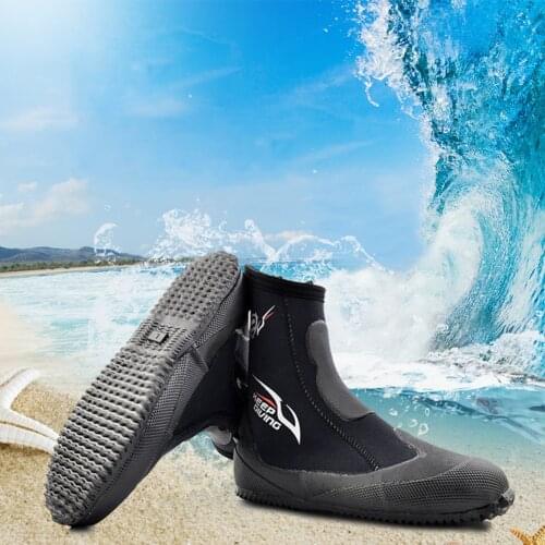 5mm Super Stretch Zippered Hard Sole High Upper Scuba Diving Water Sports Surfing Snorkeling Booties Wetsuit Boots XS -3XL