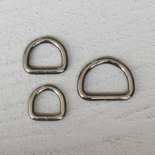 50 Pcs 15/20/25mm Gun Black Metal D Ring DIY Bag Dog Collar Leash Belt Sewing Knapsack Garment Pursestraps Clip Clasp