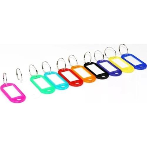 50Pcs Colorful Key Id Luggage House Label Tag Split Ring Keyring Plastic Key Tag W0YA