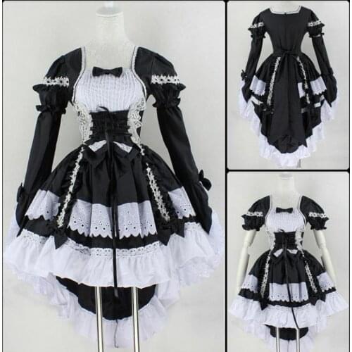 Anime Fantasy Maid Cosplay Costume Sweet Gothic Lolita Dress Halloween Performance Costume For Women Girls Carnival Clothes