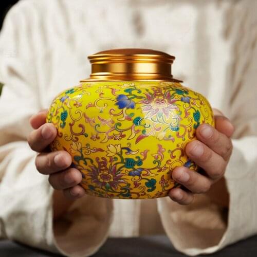 Colored Enamels Ceramic Ashes Urn Double Lid Seal Cover Cremation Ashes Holder For Human Funeral Adult Pet Burial At Home