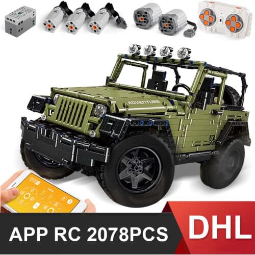 DHL 13124 MOC RC Jeep Wrangler Adventurer Off-road car fit Technic building blocks Bricks kids Toys gifts for children boys