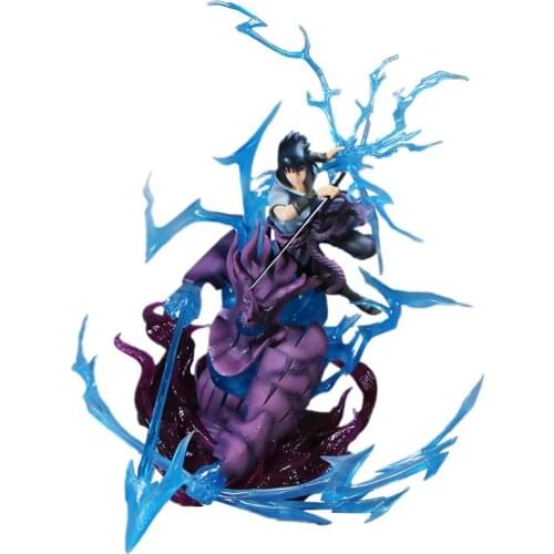 Naruto Figure Action Anime GK Singularity Uchiha Sasuke 12 Inch Model Collection Decoration Illuminate Toys For Children Gift