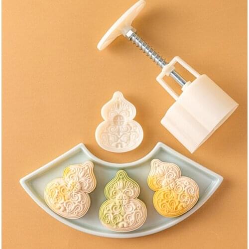 Mooncake Mold 50g/75g Hand Press Mooncake Stamps Mold Pastry Gadget Plastic Material Moon Cake Makers Gourd Shape Drop shipping