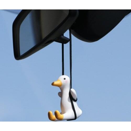 Gypsum Cute Anime Car Accessorie Swing Duck Pendant Auto Rearview Mirror Ornaments Birthday Gift Auto Decoraction Car Fragrance