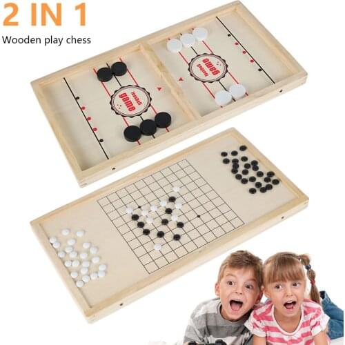 2In1 Foosball Winner Fast Sling Puck Game Table Ice Hockey Gobang Catapult Chess for Adult Child Family Party Game Fast Hockey