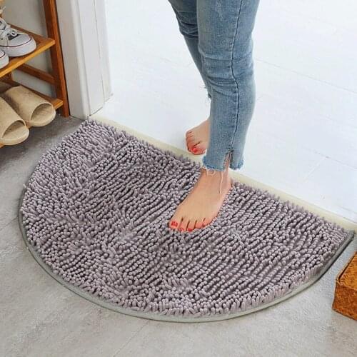 Quality Chenille Semicircle Floor Mat Solid Bedroom Bathroom Carpet Rugs For Kitchen Toilet Non-slip Doormat WC Mat Super Soft