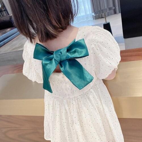 Baby Girls Summer Dresses Kids New Fashion Princess Bowtie Fancy Clothing Short Sleeve Children Sweet Wedding Party Vestidos