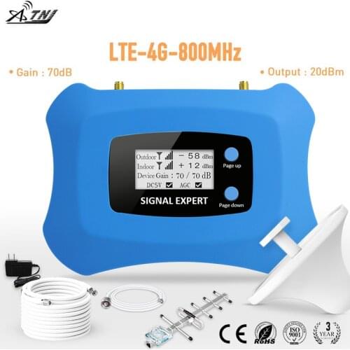 Hot! 4G LTE 800MHz Mobile Signal Booster 4g Cell phone Amplifier 4G cellular signal repeater with Yagi + Ceiling antenna kit