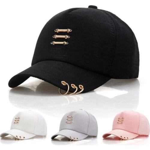LINJW Summer Baseball Cap with Ring Men Women Hip Hop Snapback Caps Korean Style Streetwear Baseball Hat Outdoor Dad Hats