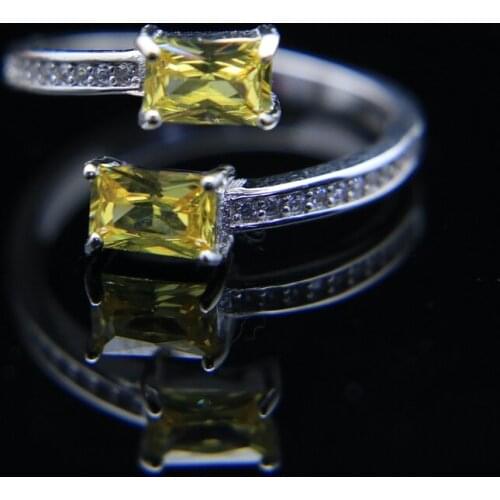 LMFALECA 925 Sterling Silver Ring for Women November Birthstone Yellow Zircon Gemstone Open Ring Fine Jewelry Minimalist Gift