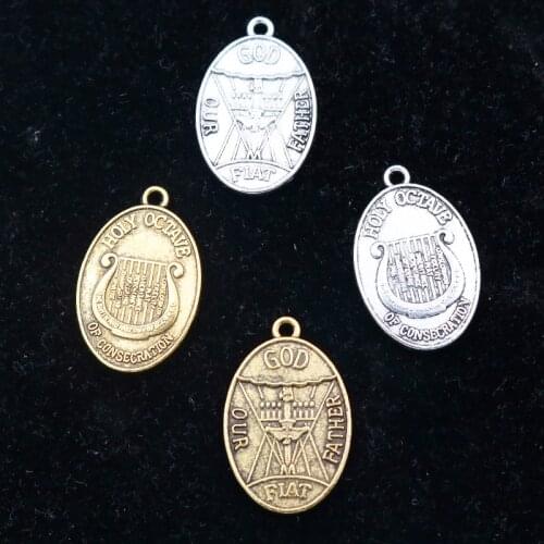 10pcs Gods Holy Octave Tag Metal Pendant DIY Christian Bracelet Necklace Jewelry Handicraft Making P22 27*18mm