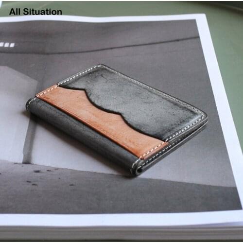 Luxury Mini Identity Card Wallet First Layer Cow Leather High Quality Vintage ID Driving License Set Small Bus Credit Card Purse