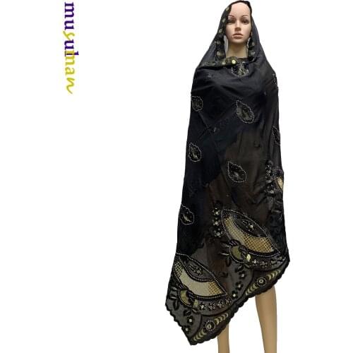 Fashion Islamic Hijab Cotton Scarf African Dubai Ramadan Cotton Embroidery Scarf Hollow-out Shawls MS103