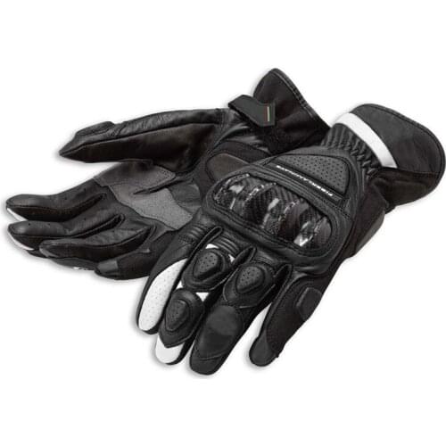 Black Real Genuine Leather Motorcycle Gloves Riding For Ducati Motobike Racing Cycling Carbon Fiber Racing Cross bike