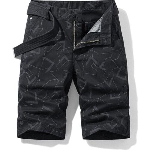 2021 Summer New Mens Camouflage Cotton Zipper Casual Pocket Regular Five-Point Pants Military Cargo Plus Size Shorts