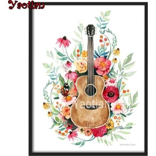 Diamond Painting Guitar And Flowers Full Square/Round New Arrival Diamond Embroidery Cross Stitch Craft Kit Home Decoration