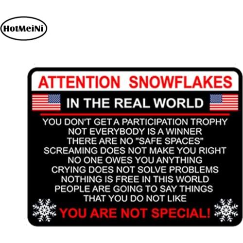 HotMeiNi Attention Snowflake Car Truck Bumper Sticker Political Window Decal Trump POTUS Car Styling Car Sticker 13cm* .11cm