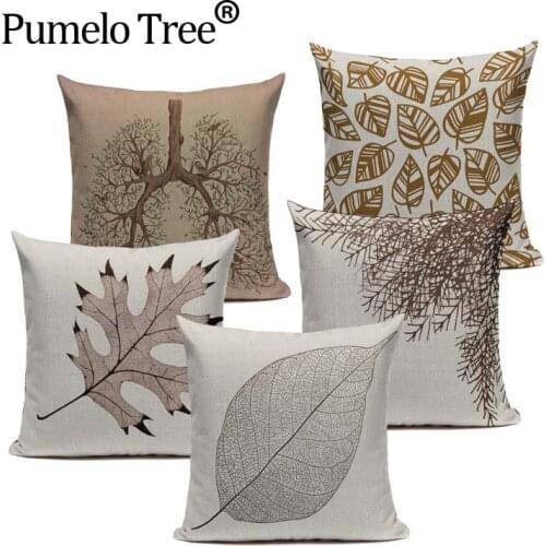 Customizable Cushion Cover Plant Leaves Pillowcase For Pillow Gold White High Quality Sofa Simple Pillows Covers For Living Room