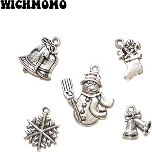 2019 New Fashion 10pcs/bag Retro Zinc Alloy Christmas Ornament Charms Pendants for DIY Christmas Charm Accessories