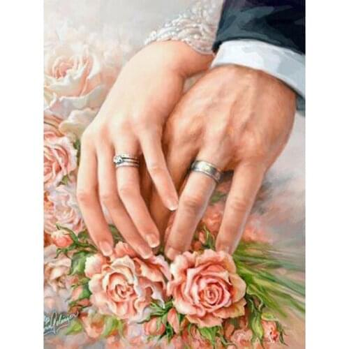 Wedding Ring Rose Diy Full Square Diamond Cross Stitch Kit 5d Mosaic Couple Embroidery Diamond Painting