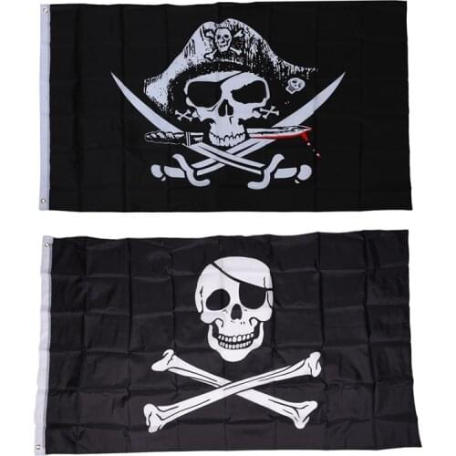 Pirate Flags Caribbean Skull Head Skull Pirate Skeleton Sabre Jolly Roger 150 x 90cm & Pirate FLAG Skull and Crossbones Jolly Ro