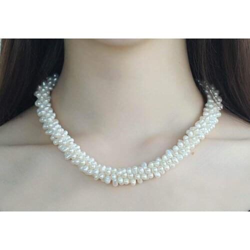 Freshwater pearl white/pink/purple necklace 44cm FPPJ wholesale beads nature