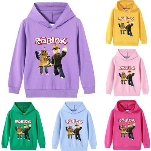 Robloxs Sweatshirts Children Hoodie Coat Unisex Boy Girl Cartoon Hooded Streetwear Cotton Pullovers Autumn Thin Tops Kids Gift