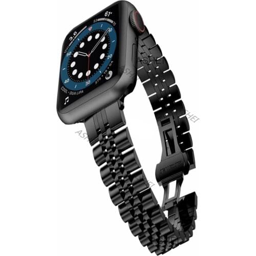 Thin watchband for apple watch strap se 6 5 4 40mm 44mm women Girls band for iwatch 3 38mm 42mm slim Stainless Steel Bracelet