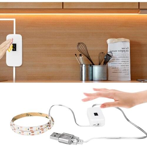 5V USB Hand Sweep Smart Switch LED Cabinet Lights Kitchen Light Hand Wave Motion Sensor Detection LED Strip for Bedroom Closet