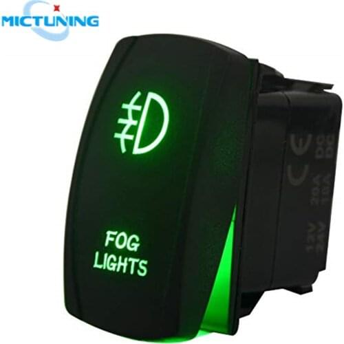 MICTUNING Universal 5Pin Car On-Off Waterproof Switch SPST Toggle Rocker Switch Kit with Blue/Green Led Laser Backlit Fog Lights