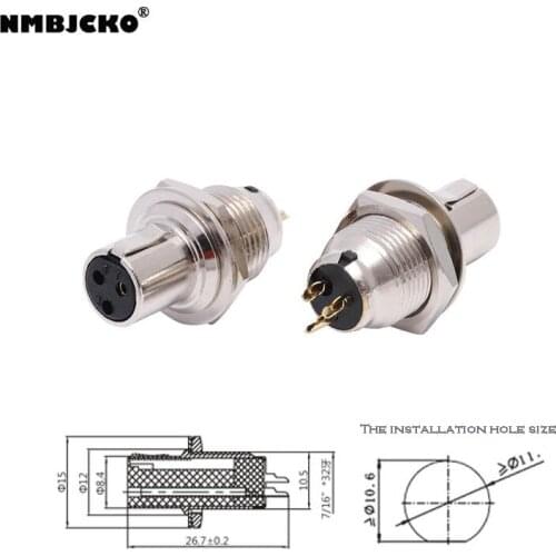 High quality 10pcs/lot mini xlr Female Audio Mic connector Mini XLR Connector socket A137a