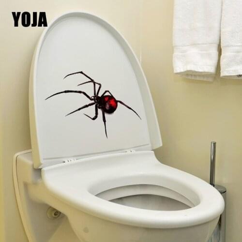 YOJA 23.4X12.9CM Creative Wall Sticker Toilet Decal Bedroom Home Decor Funny Spider Cartoon T5-1298