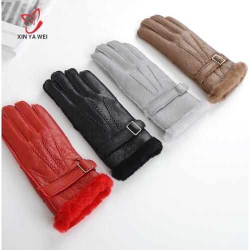 100% winter genuine sheepskin gloves, womens warm gloves made of genuine sheepsaskin and chmere, womens gloves made CN-456