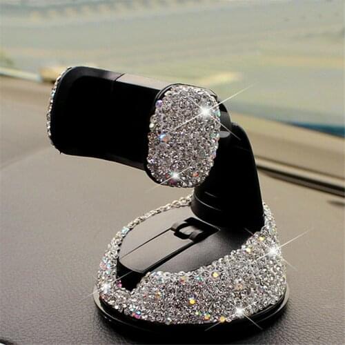 Durable ABS Rhinestones Crystal 1Pcs Car Phone Holder Dashboard Stand Crystal Bling Girls Interior Accessories Holder