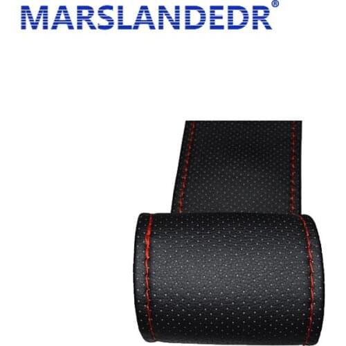 1pcs DIY Car Steering Wheel Cover With Needles RED Thread Artificial Cowhide Faux Leather