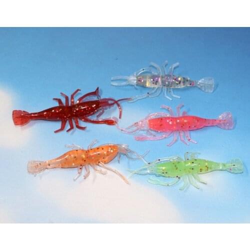 10pcs Isca Artificial Shrimp Fishing Lure Soft Bait 8cm 3.6g Sea Lake River Fishing Tackle