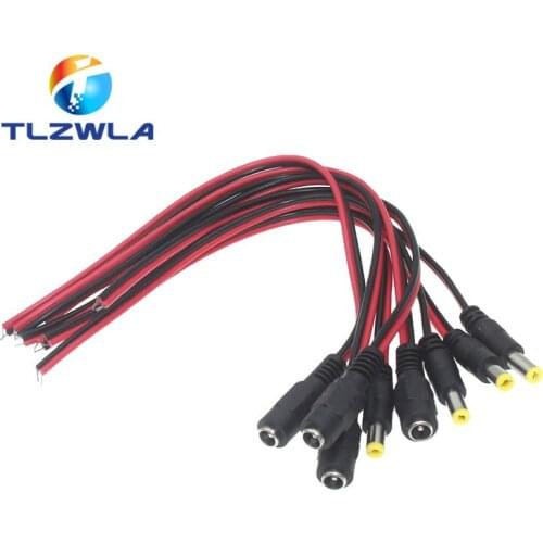 100PCS DC Power Male Female Cable 12V Plug DC Adapter Cable Plug Connector For CCTV Camera DC Plug 5.5*2.1mm 5.5x2.1